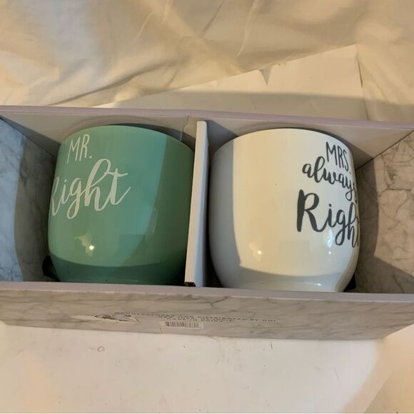 New Mhi Ceramic 18oz Mr Right, Mrs always right Mug Set of 2 - Picture 2 of 6